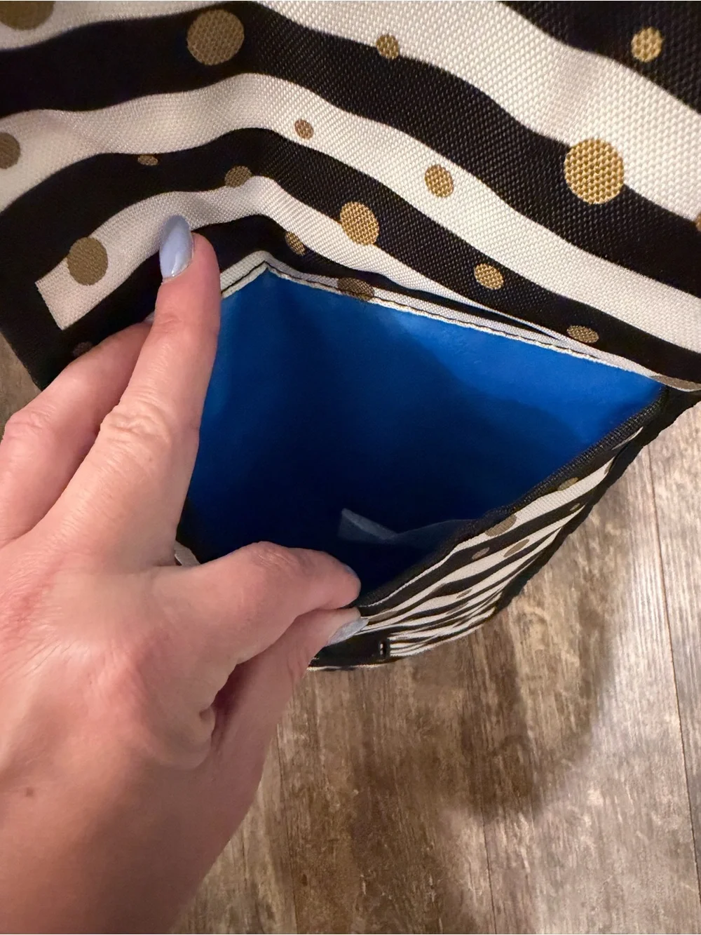 PackIt Insulated Wine Bag- Black & White Stripe with Gold Dots